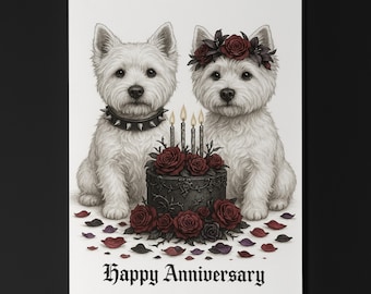Dog Breeds Collection - Gothic Passion - West Terrier - Anniversary Card - Funny Dogs - Premium Greeting Card & Envelope - Personalised card