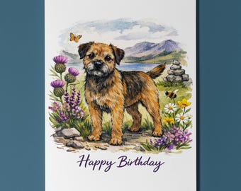 Dog Breeds Collection Border Terrier: Taffy’s Great Big Day Happy Birthday Card Premium Greeting Card Envelope Personalised Scrappy Terrier