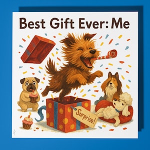 Biglietto di auguri di buon compleanno per cani - Animale divertente - Busta per biglietti di auguri premium - Cane personalizzato - biglietto divertente - sorella figlia amica papà mamma