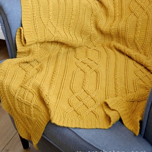 Couverture imprimable au crochet, motif torsadé en losanges, téléchargement immédiat