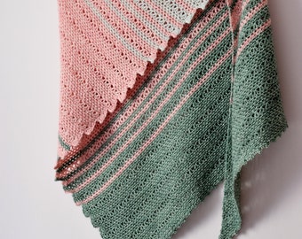 Willow Crochet Shawl instant download PDF pattern modern elegant triangle asymmetric shawl stylish moss stitch, linen stitch US terms