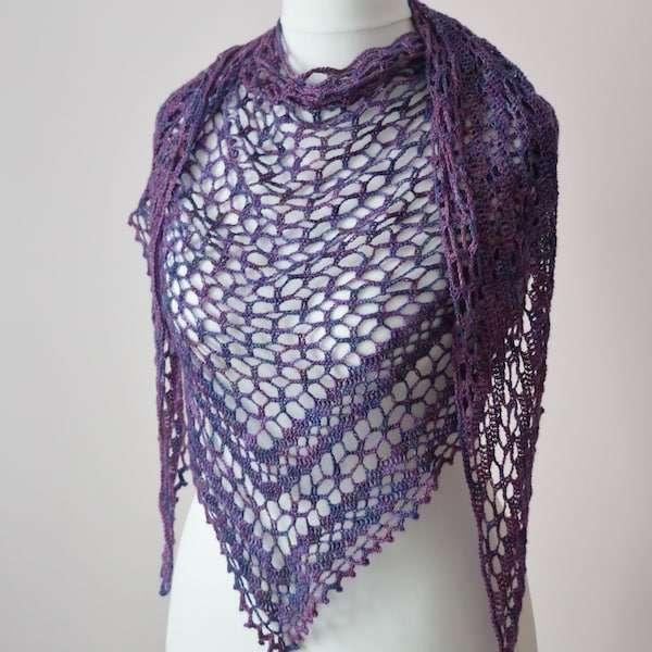 Crochet Nightfall Shawl instant download PDF pattern lace elegant shawl wedding wrap US terms