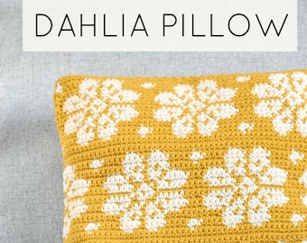 Crochet Dahlia Pillow, cushion PDF pattern, instant download, home decor, housewarming gift, square cushion