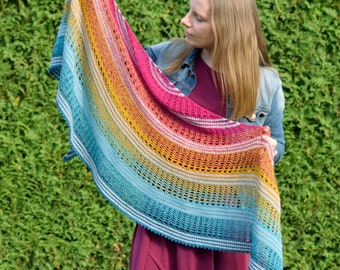 Crochet Sigrid Shawl instant download PDF PATTERN crescent shaped scarf shawl wrap gradient yarn US terms