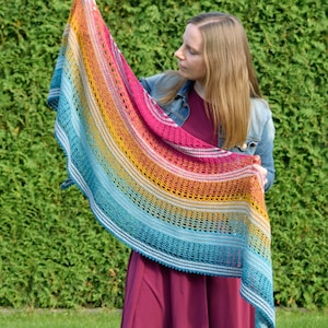 Téléchargement instantané de châle Sigrid au crochet PDF MOTIF écharpe en forme de croissant de lune