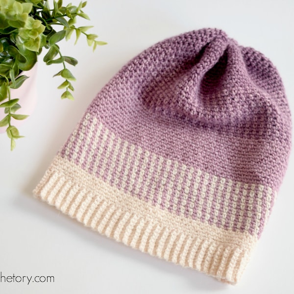 Ombre Moss Stitch Beanie instant download PDF PATTERN wearable hat crochet beanie linen stitchUS terms