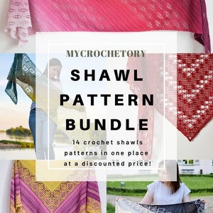 MyCrochetory Schalmuster BUNDLE 14 Mustertuchmuster PDF druckbare Muster Dreiecke Rechtecke, Parallelogramme, Rabatt US AGB Bild 1