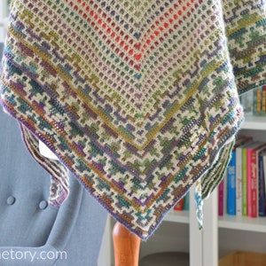 Namari Mosaic Crochet Shawl instant download PDF pattern modern elegant triangle top down shawl stylish mosaic crochet colorwork US terms image 2