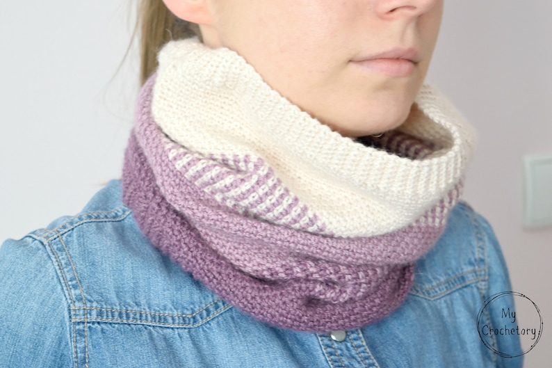 Crochet Ombre Moss Stitch Cowl instant download PDF PATTERN wearable garment modern cowl US terms image 3