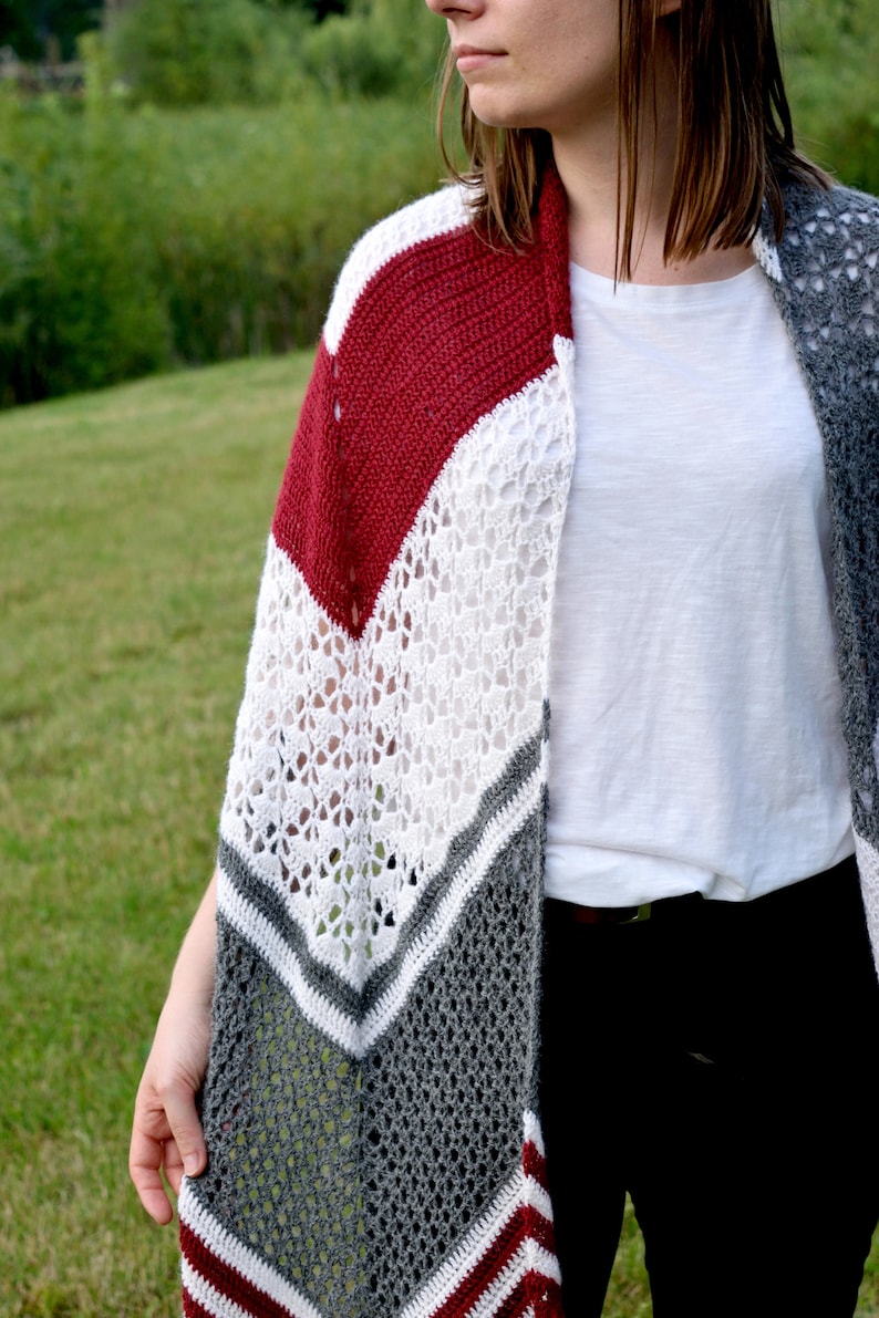 Arrow Crochet Wrap instant download PDF pattern lace elegant arrow-shaped shawl stylish wrap US terms image 9
