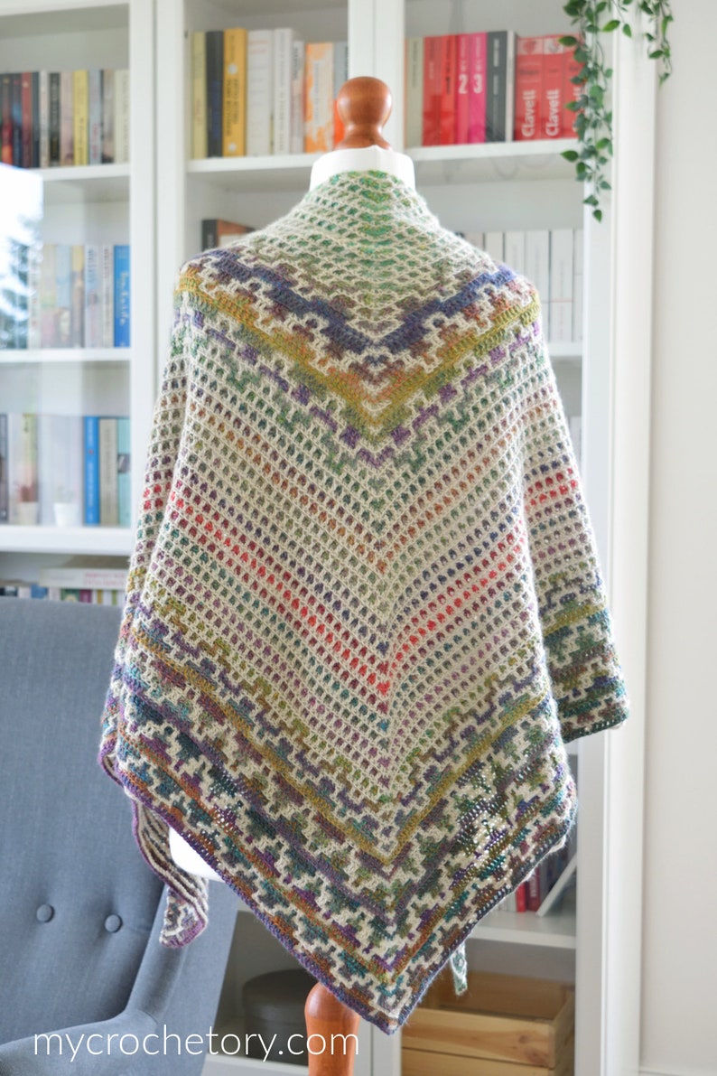 Mosaic Crochet Shawl Pattern Bundle: 4 Unique Designs with Step-by-Step Tutorials PDF Downloads for Ad-Free Printing image 5