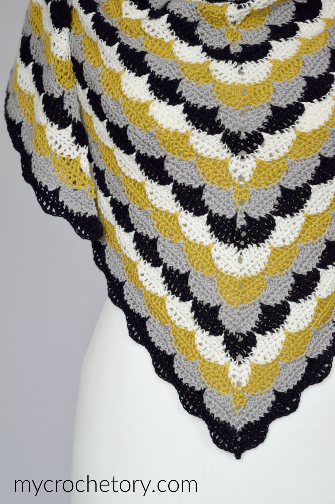 Clamshell Crochet Shawl Instant Download PDF Pattern Top-down Triangle ...