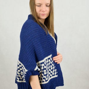 Mosaic Cocoon Cardigan instant download PDF pattern crochet shrug oversized crochet garment mosaic crochet US terms image 2