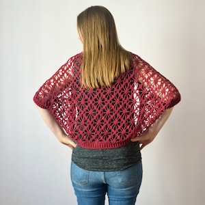 Meadow Lace Crochet Shrug instant download PDF PATTERN wearable garment shrug cardigan sweater lace motif knit look US terms image 6