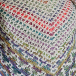 Namari Mosaic Crochet Shawl instant download PDF pattern modern elegant triangle top down shawl stylish mosaic crochet colorwork US terms image 5