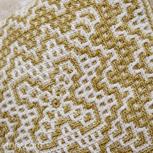 Crochet Dioon Mosaic Pillow, cushion PDF pattern, instant download, home decor, housewarming gift, square cushion, mosaic crochet, US terms image 3