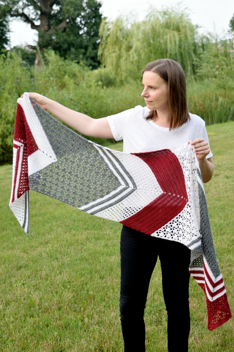 Arrow Crochet Wrap instant download PDF pattern lace elegant arrow-shaped shawl stylish wrap US terms image 5