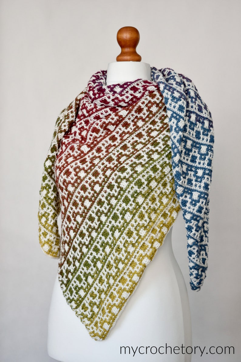 Mosaic Crochet Shawl Pattern Bundle: 4 Unique Designs with Step-by-Step Tutorials PDF Downloads for Ad-Free Printing image 3
