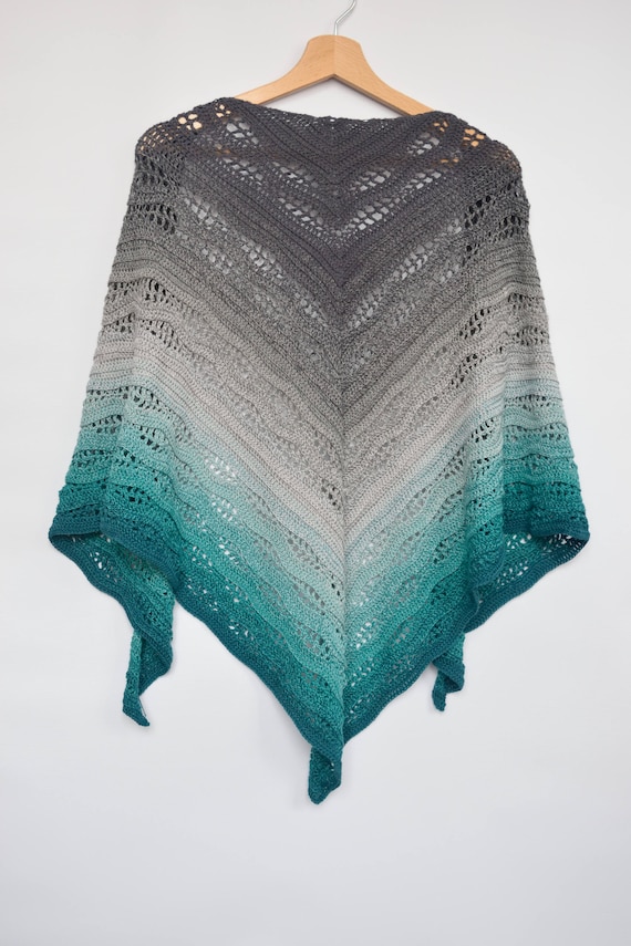 Crochet Kalinda Shawl instant download PDF PATTERN wearable garment triangle scarf shawl US terms