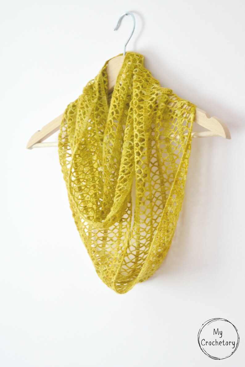 Crochet Sunny Lace Cowl instant download PDF PATTERN wearable garment infinity scarf crochet cowl US terms image 2