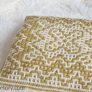 Crochet Dioon Mosaic Pillow, cushion PDF pattern, instant download, home decor, housewarming gift, square cushion, mosaic crochet, US terms image 4