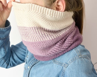 Crochet Ombre Moss Stitch Cowl instant download PDF PATTERN wearable garment modern cowl US terms