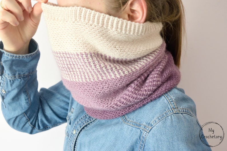 Crochet Ombre Moss Stitch Cowl instant download PDF PATTERN wearable garment modern cowl US terms image 1