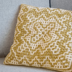 Almohada de mosaico Dioon de ganchillo, patrón PDF de cojín, descarga instantánea, decoración del hogar, regalo de inauguración de la casa, cojín cuadrado, crochet de mosaico, términos de EE. UU.