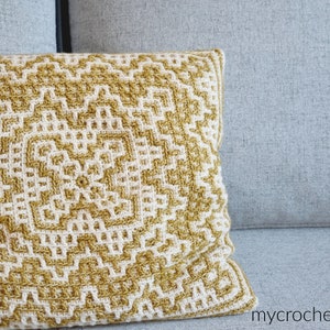 Crochet Dioon Mosaic Pillow, cushion PDF pattern, instant download, home decor, housewarming gift, square cushion, mosaic crochet, US terms image 5