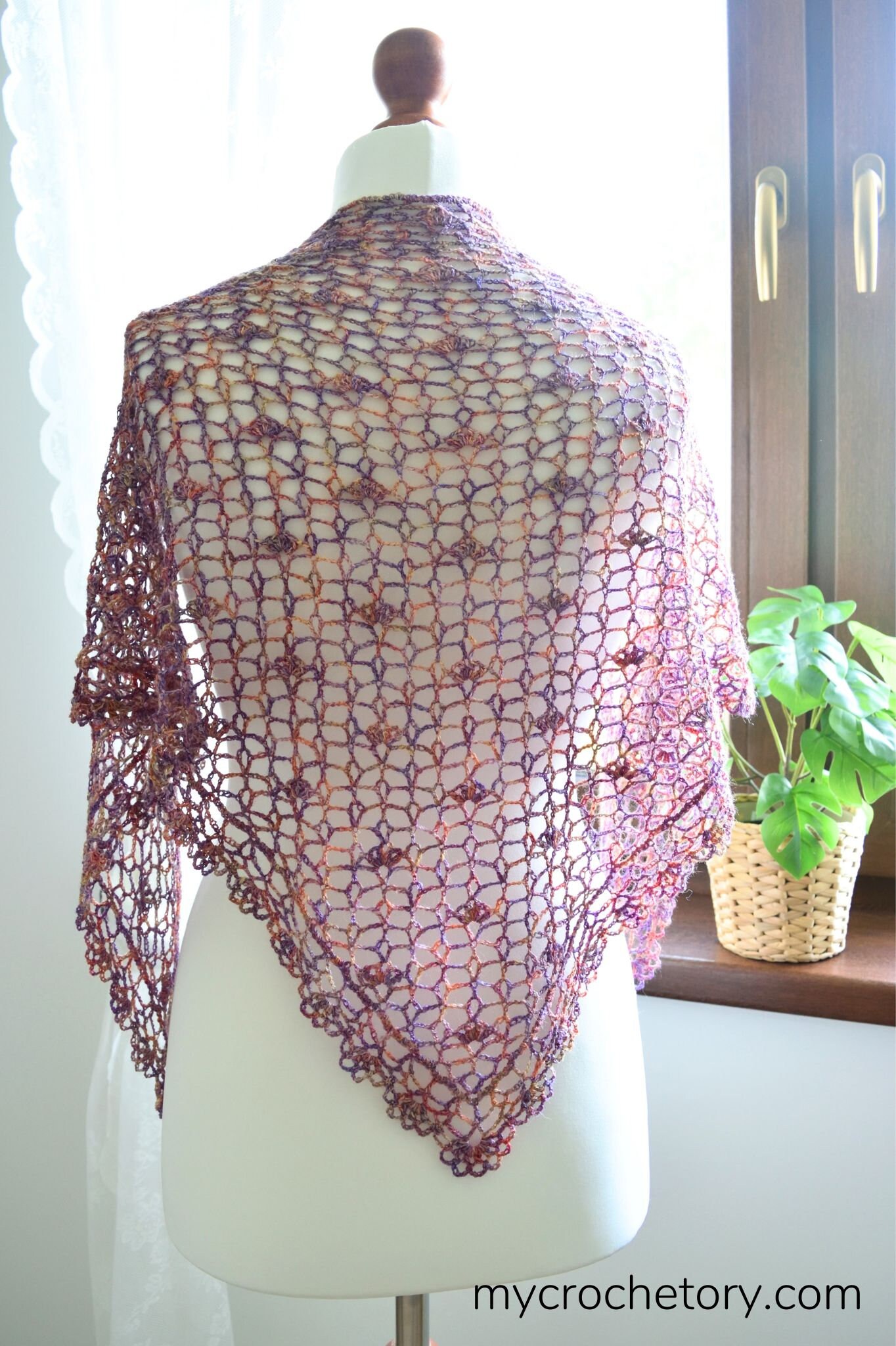 Greta Lace Crochet Triangle Shawl PDF Pattern Printable, Stitch Chart ...