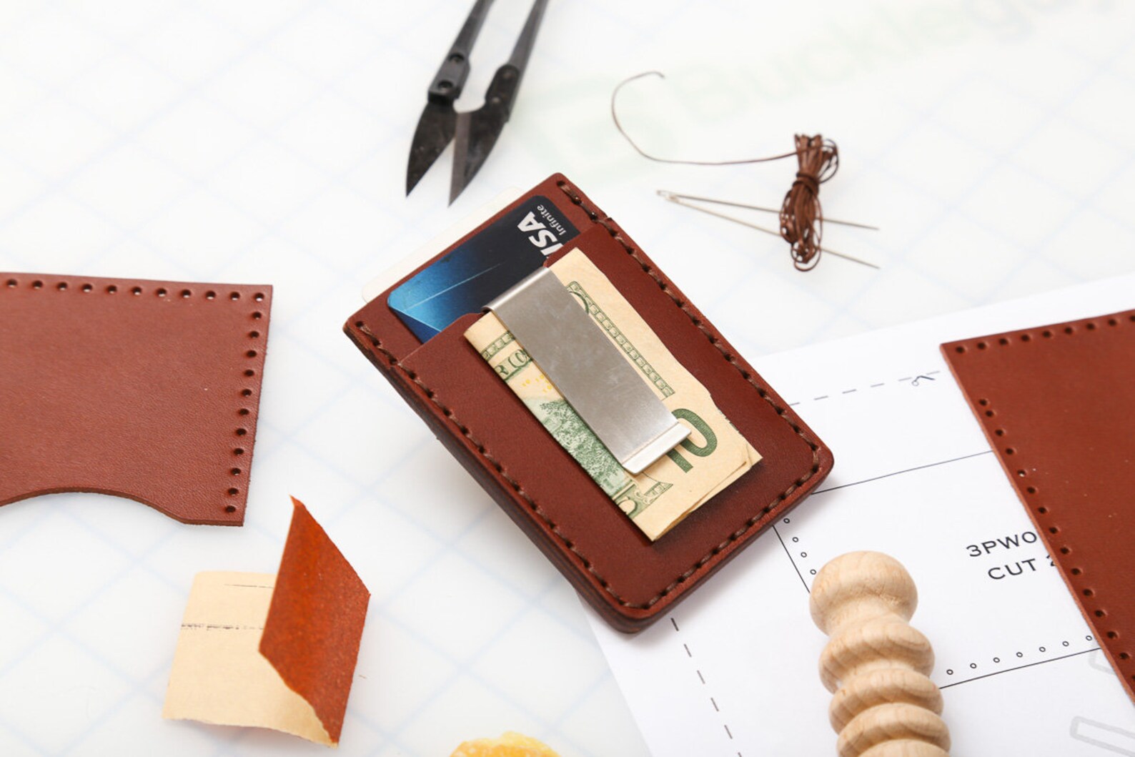 DIY Money Clip Wallet Leather Kit Etsy