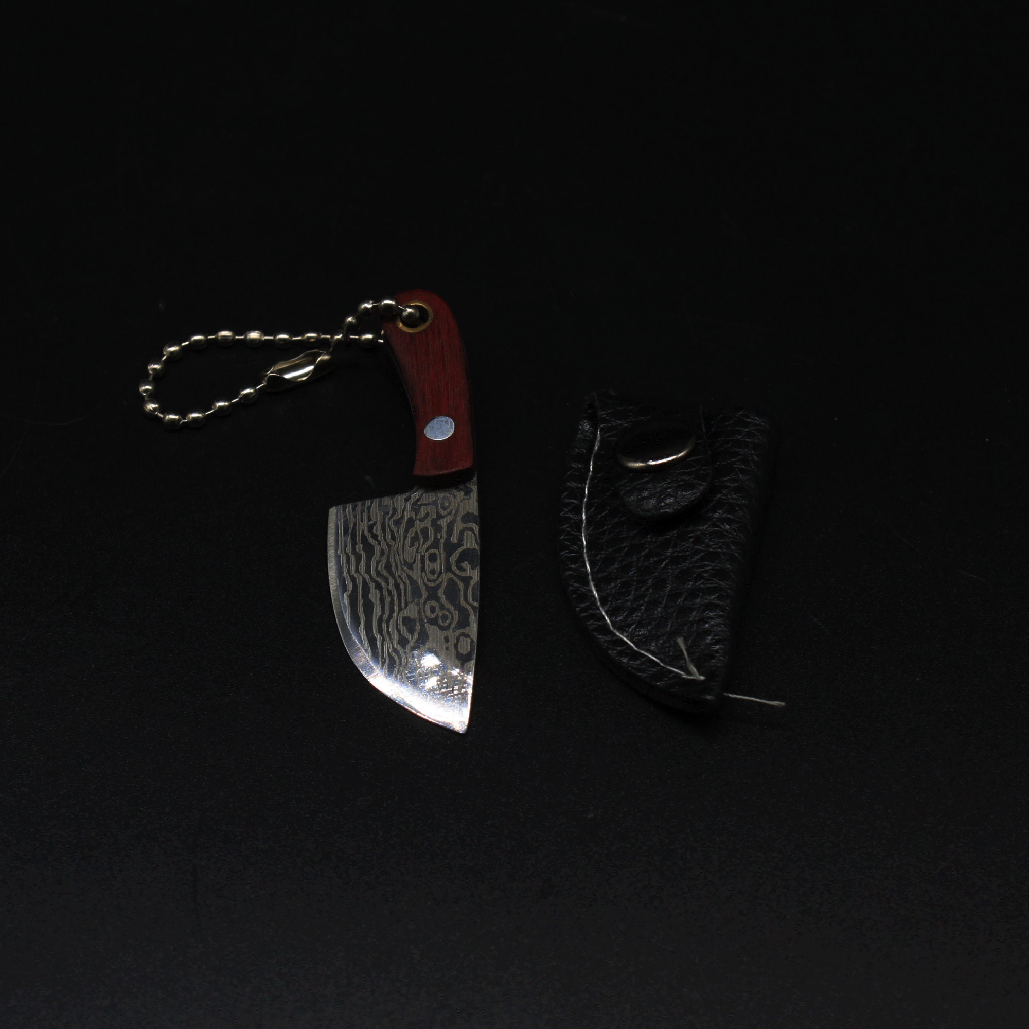 Handmade Portable Knife Mini Kitchen Knife Damascus Steel Small Knife Box  Package Opener Pendant With Leather Sheath Cool Pendant 