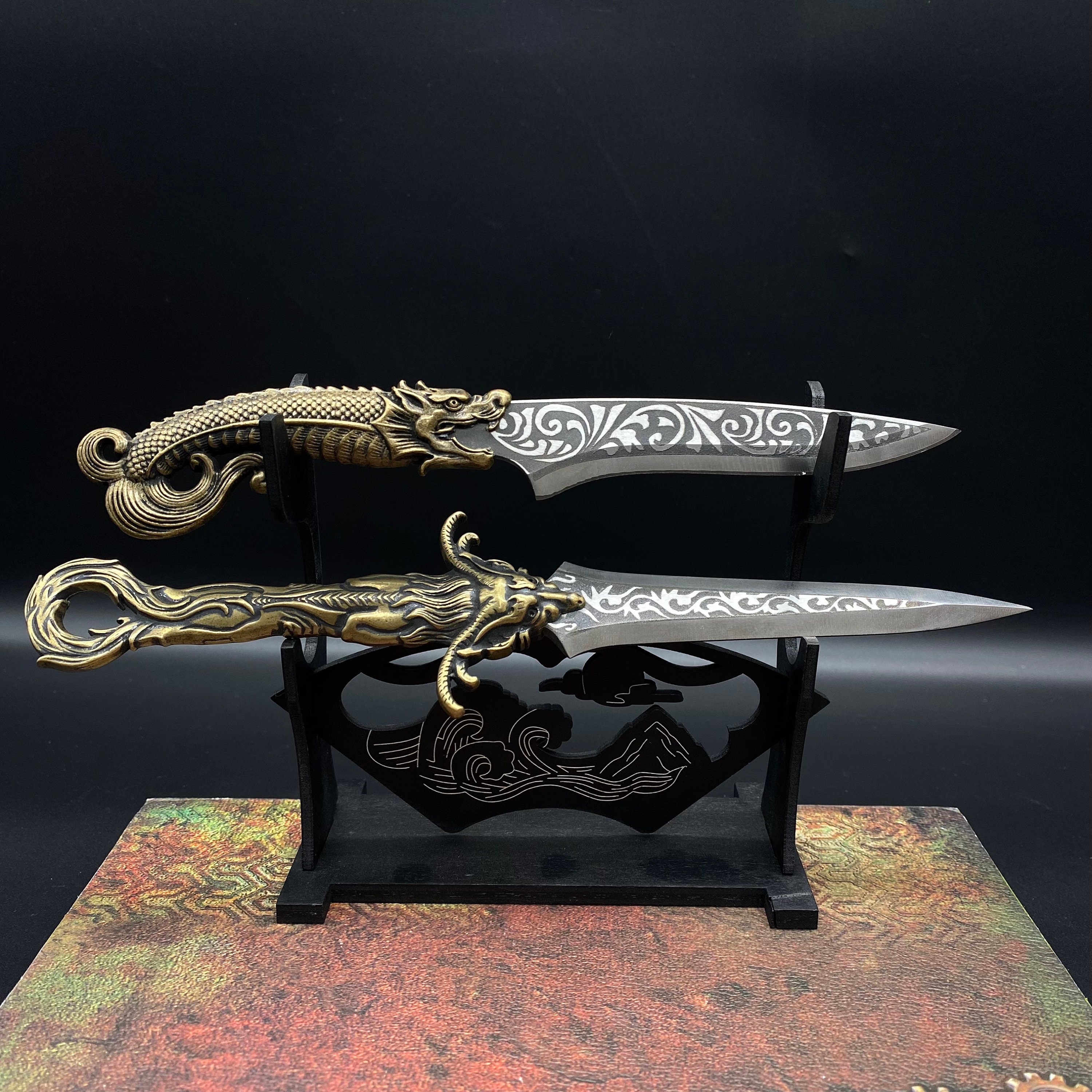 Cool `Obsidian Blade` Dragon Dagger and Holder Goth, One Size - Food 4 Less