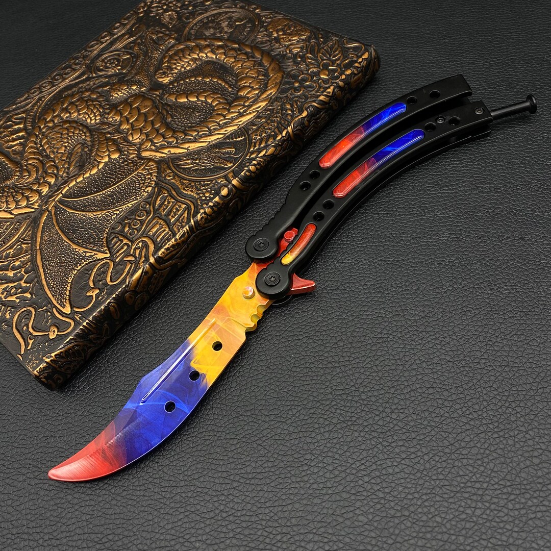 Metal CSGO Balisong Butterfly Trainer Knife Marble Fade Skin Etsy