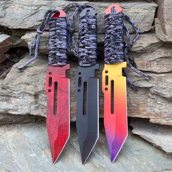 CSGO Paracord Knife Irl Crimson Web Fade Night Stripe Rare Skin Knife Steel Steal Sknife Sharp Blade Sknife for Weapon Collector Gamer Gamer