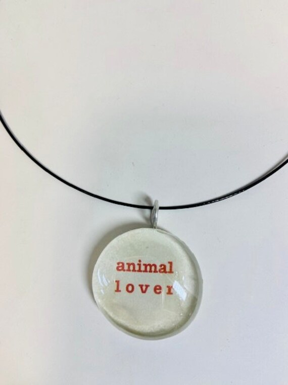ANIMAL LOVER NECKLACE Gift for Her Handmade Necklace Glass