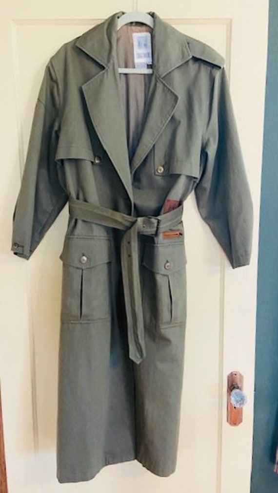 Vintage Women's Long Army Green MILITARY TRENCH Co