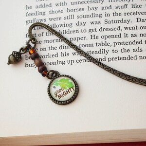 Bronze "Grow Mighty" Bookmark with Tree and Acorn