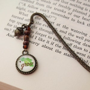 Bronze &quot;Grow&quot; Bookmark with Tree and Acorn