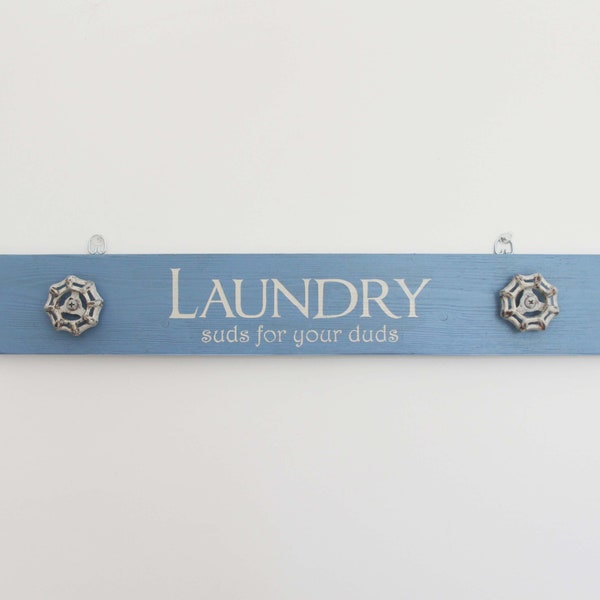 Wood Laundry Sign with Spigot Handles - Suds For Your Duds