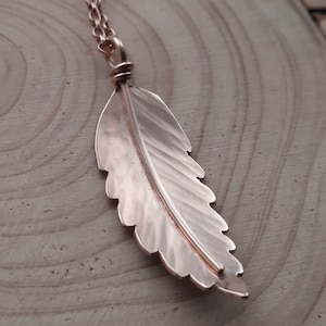 Rowan leaf necklace handmade from a real rowan leaf out of recycled silver and coated in 9ct rose gold, hallmarked, gift for her, protection