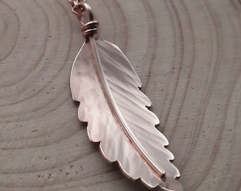 Rowan leaf necklace handmade from a real rowan leaf out of recycled silver and coated in 9ct rose gold, hallmarked, gift for her, protection