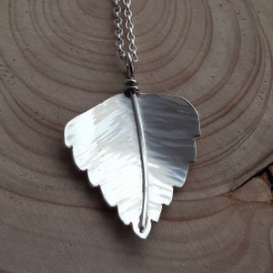 Silver birch leaf necklace handmade from recycled sterling silver in my Dorset studio. Full hallmarks, gift for her, special gift,