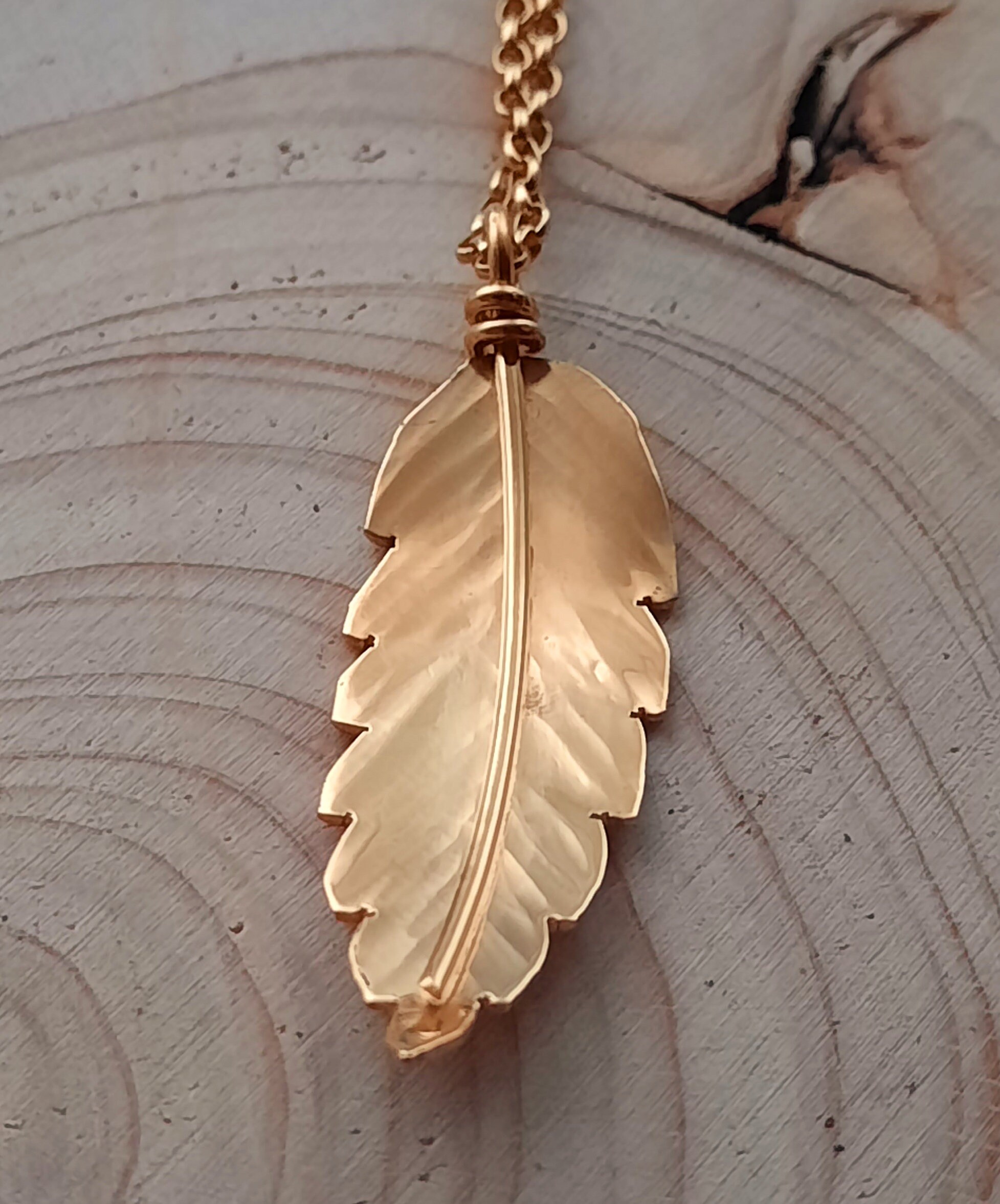 Rowan leaf necklace with 9ct gold overlay, handmade from a real leaf in Dorset UK, hallmarked, gift for her, anniversary, natural necklace