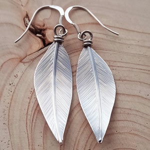 Willow leaf earrings handmade from real leaves out of recycled silver, hallmarked, made in Dorset UK, gift for her