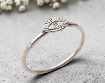 Anello impilabile con occhio di Allah / anello talismano protettivo in argento sterling fatto a mano