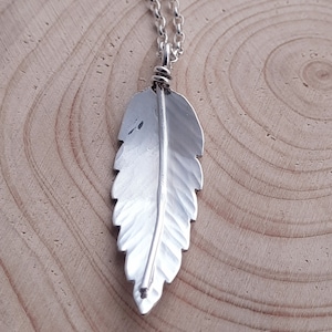 Rowan tree leaf necklace handmade from a real rowan leaf in sterling silver, made in Dorset UK, gift for her, anniversary, protection leaf