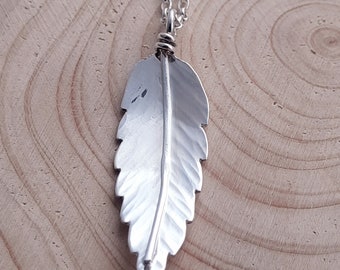 Rowan tree leaf necklace handmade from a real rowan leaf in sterling silver, made in Dorset UK, gift for her, anniversary, protection leaf
