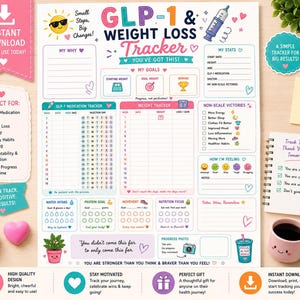 GLP-1 Weight Loss Tracker, Medication Injection Log (Digital Download)