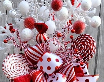 Candy Cane Christmas Banner - Red White Green Glitter Holiday Party Decor 3.9 Feet